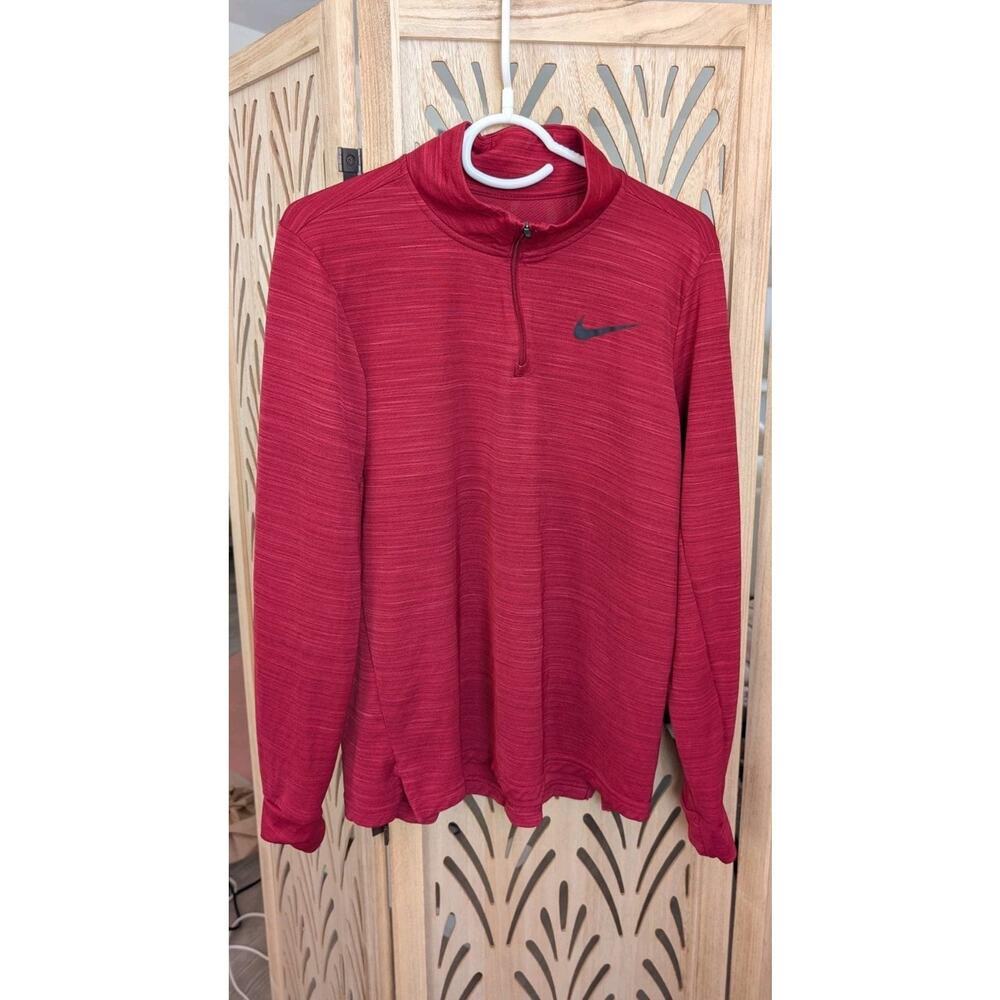 Nike Dri-FIT Red 1/4 Zip Long Sleeve Pullover Men's Medium Activewear Top